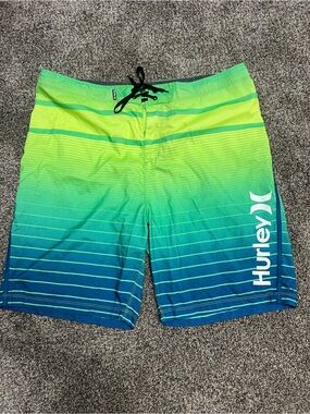 Hurley Men’s Green to Blue Ombre Boardshorts